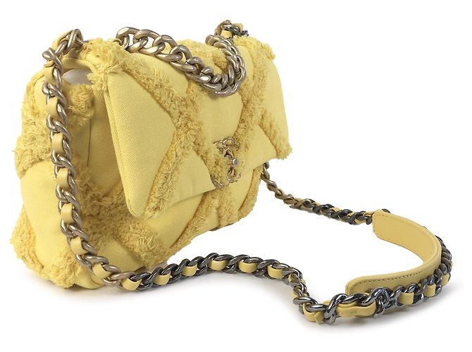 Chanel Yellow Medium Canvas 19 Flap Giallo - vista 2