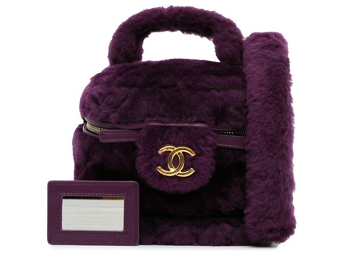 Vanity Beauty Case Chanel Purple Small Quilted Shearling Porpora - vista 10