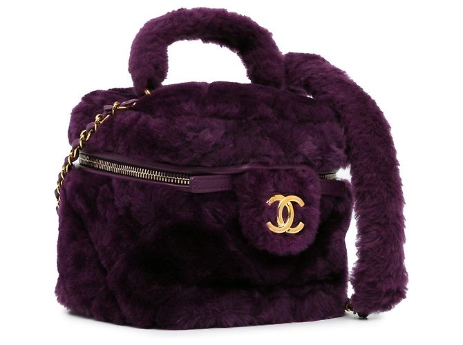 Vanity Beauty Case Chanel Purple Small Quilted Shearling Porpora - vista 2