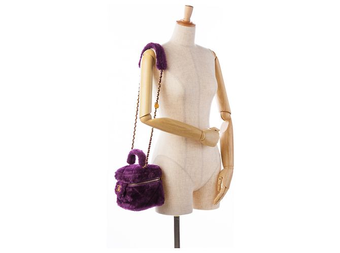 Vanity Beauty Case Chanel Purple Small Quilted Shearling Porpora - vista 9