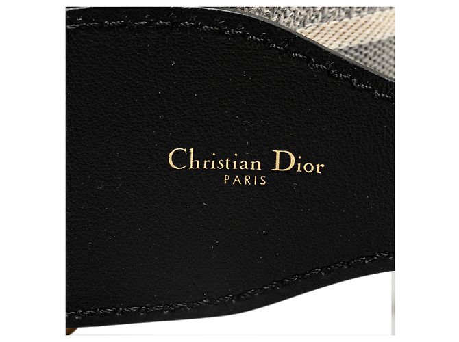 Cinto Dior em couro cinza e lona com logotipo bordado - vista 4