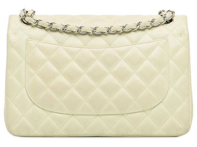 Chanel White Jumbo Classic Caviar Double Flap Bianco Crudo - vista 3