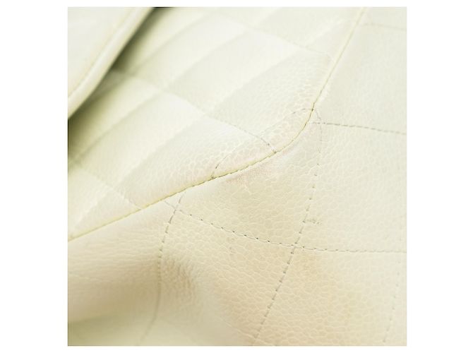 Chanel White Jumbo Classic Caviar Double Flap Bianco Crudo - vista 8