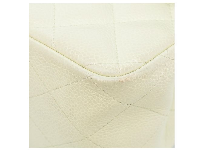 Chanel White Jumbo Classic Caviar Double Flap Bianco Crudo - vista 9