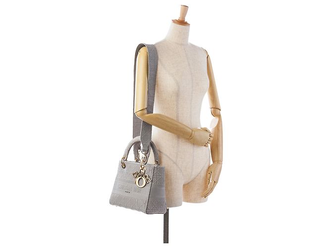 Dior Grigio Tela Cannage Lady D Lite Medium Marrone - vista 12