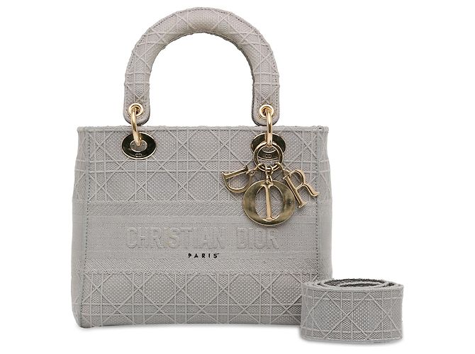 Dior Grigio Tela Cannage Lady D Lite Medium Marrone - vista 13