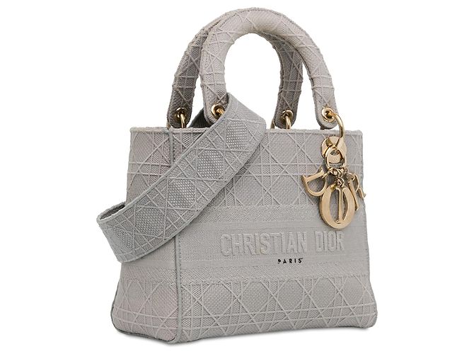 Dior Grigio Tela Cannage Lady D Lite Medium Marrone - vista 2