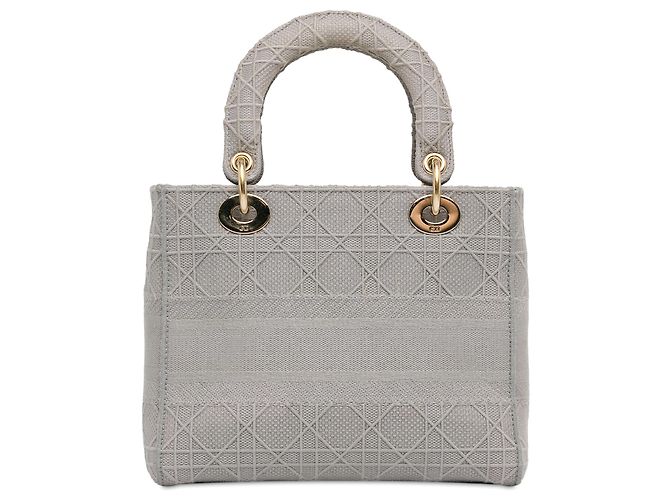 Dior Grigio Tela Cannage Lady D Lite Medium Marrone - vista 3