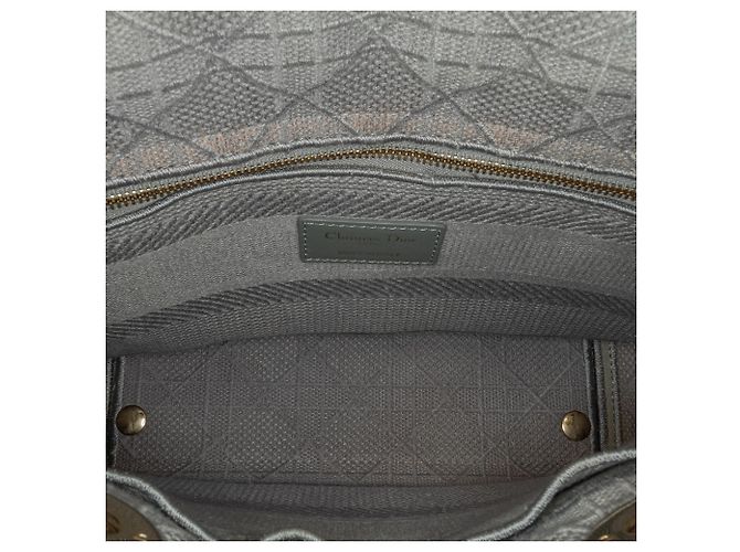 Dior Grigio Tela Cannage Lady D Lite Medium Marrone - vista 5