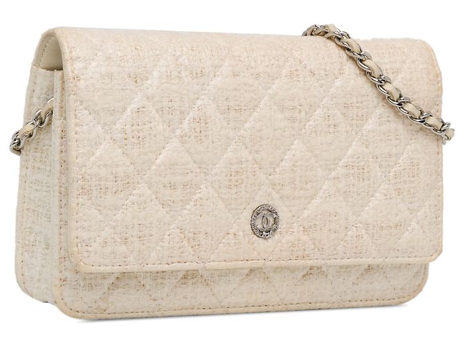 Chanel Beige CC beschichtetes Tweed Wallet On Chain - Ansicht 2
