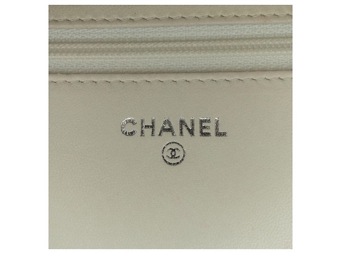 Chanel Beige CC beschichtetes Tweed Wallet On Chain - Ansicht 7