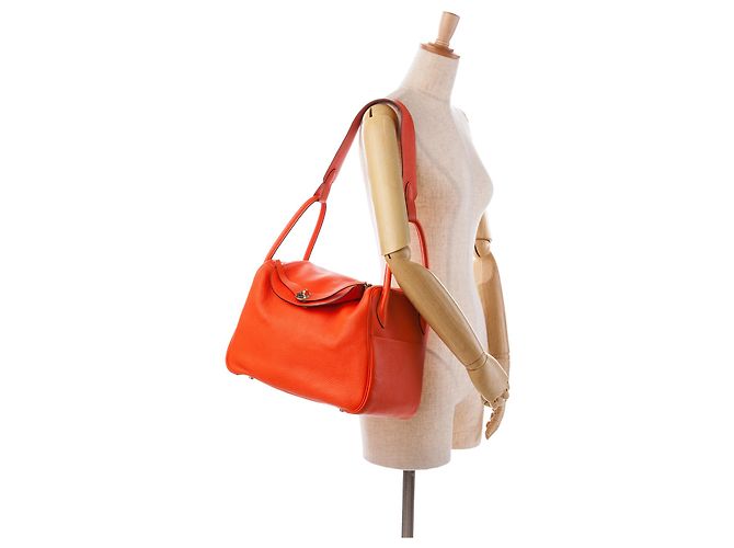 Hermès Orange Clemence Lindy 34 Arancione - vista 21