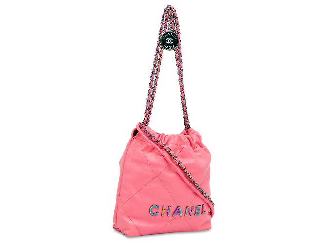 Borsa Chanel Pink Mini Shiny Calfskin Rainbow Hardware 22 Rosa - vista 2