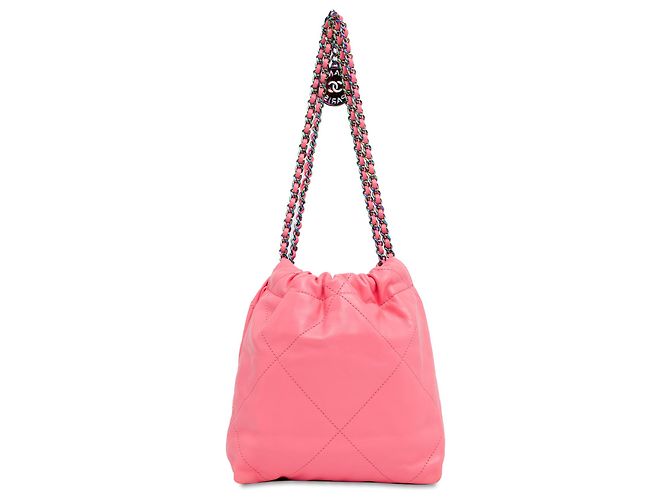 Borsa Chanel Pink Mini Shiny Calfskin Rainbow Hardware 22 Rosa - vista 3
