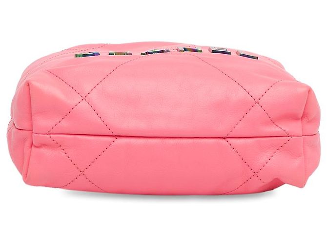 Borsa Chanel Pink Mini Shiny Calfskin Rainbow Hardware 22 Rosa - vista 4