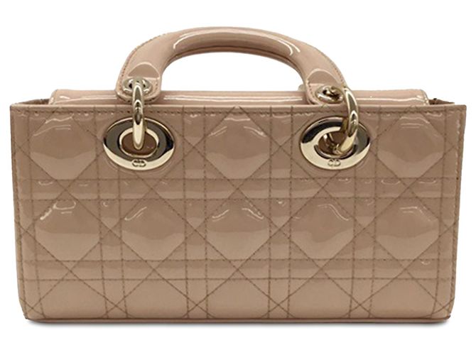 Dior Beige Small Patent Cannage Lady D-Joy - vista 3