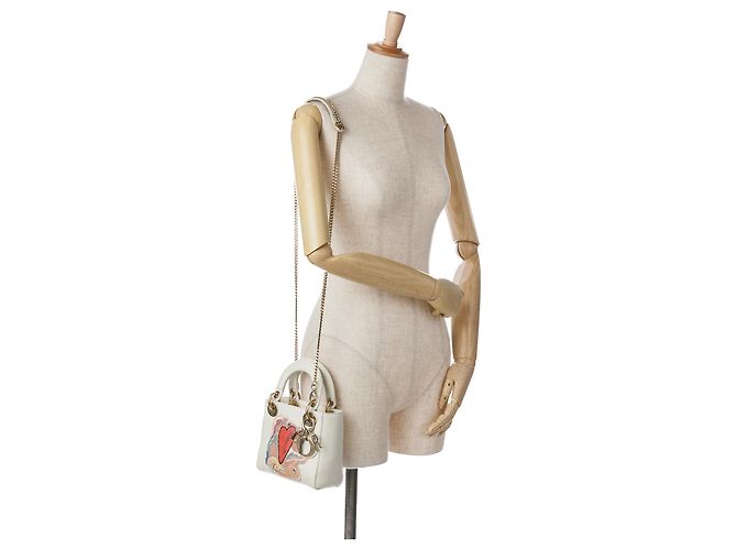 Dior Bianco DiorAmour Niki De Saint Phalle Mini Calfskin Lady Dior - vista 14