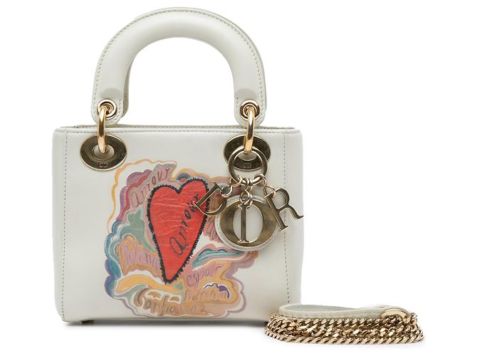 Dior Bianco DiorAmour Niki De Saint Phalle Mini Calfskin Lady Dior - vista 15