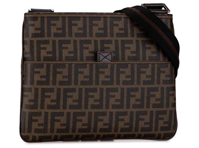Fendi Marrone Zucca Tela Cerata a Tracolla - vista 2