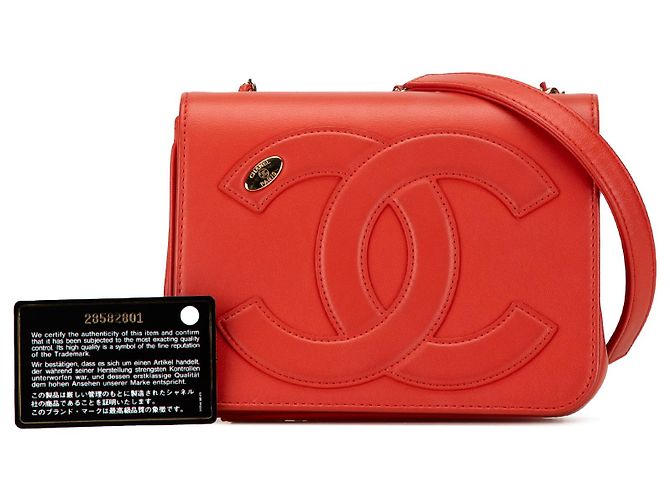 Chanel Red Lambskin CC Mania Flap Rosso - vista 10