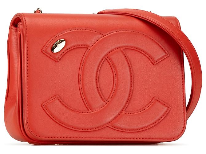 Chanel Red Lambskin CC Mania Flap Rosso - vista 2