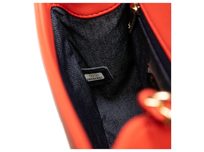 Chanel Red Lambskin CC Mania Flap Rosso - vista 7