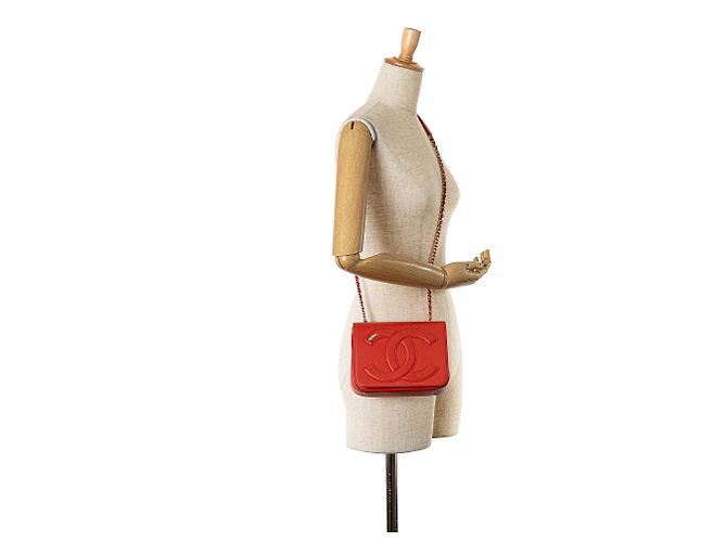 Chanel Red Lambskin CC Mania Flap Rosso - vista 9