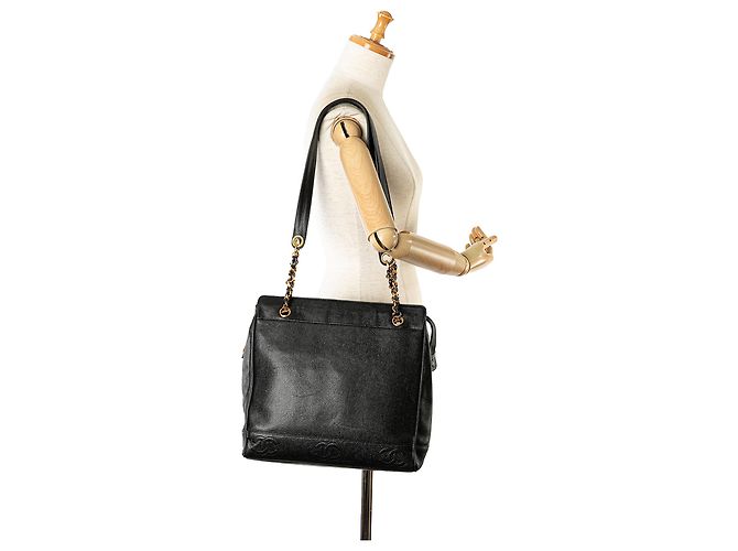 Borsa a Spalla Chanel Black Triple CC Caviar Nero - vista 10