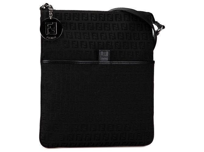 Fendi Black Zucchino Canvas Crossbody Nero - vista 2