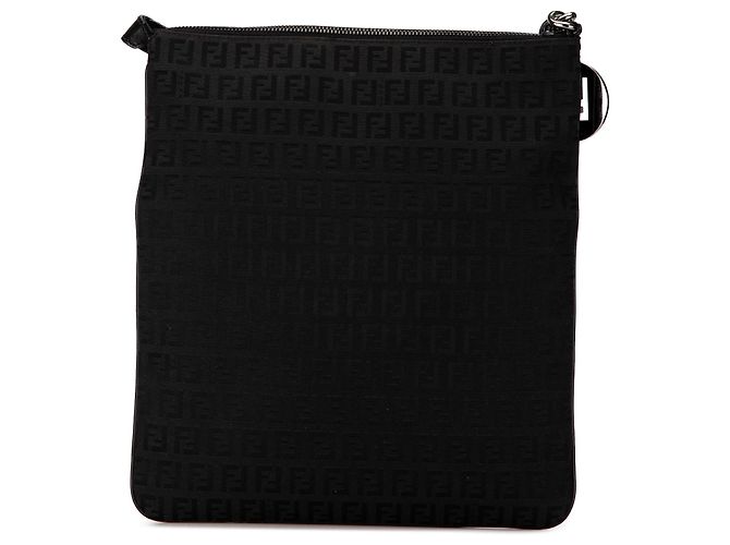 Fendi Black Zucchino Canvas Crossbody Nero - vista 3