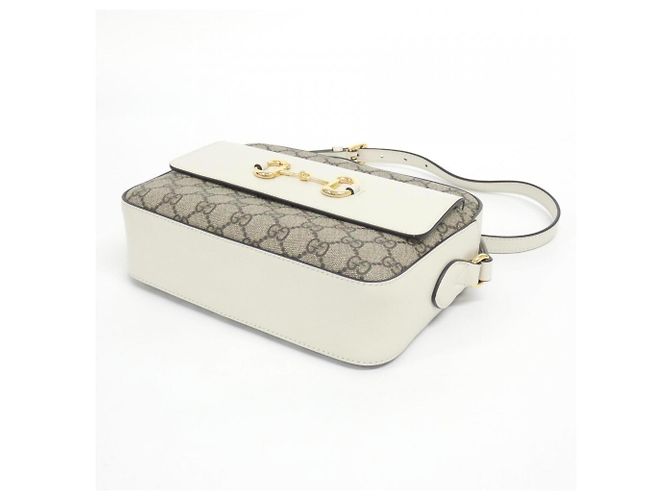 Borsa a tracolla Gucci Housebit 1955 Bianco Beige - vista 3