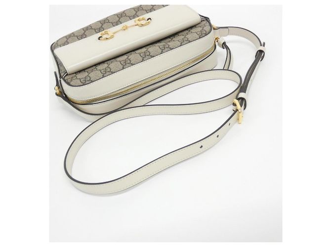Borsa a tracolla Gucci Housebit 1955 Bianco Beige - vista 8