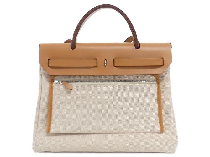Hermès Borsa Hermes Herbag Zip Pegasus Pop PM Beige Crudo - vista 2