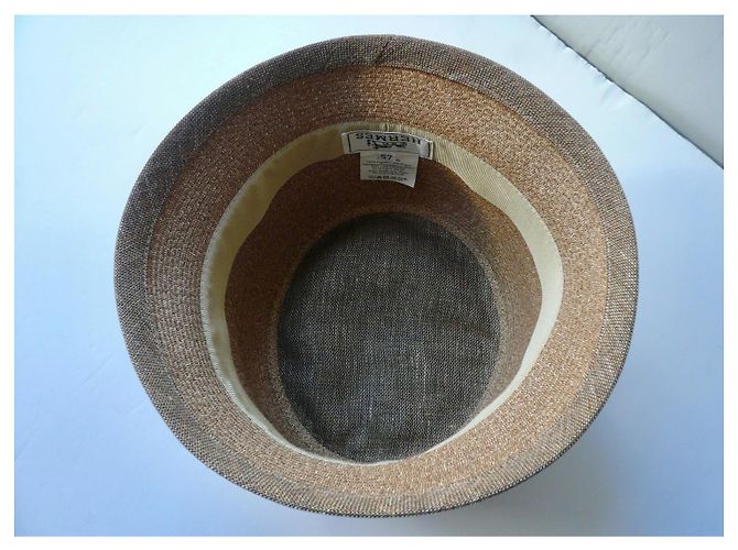 Hermès Cappello estivo in lino beige scuro T57 Marrone Marrone chiaro - vista 11