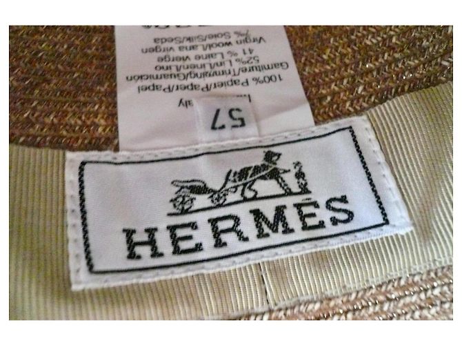 Hermès Cappello estivo in lino beige scuro T57 Marrone Marrone chiaro - vista 10