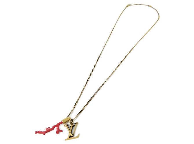 Collana con pendente Louis Vuitton LV Initials Coral Rosso D'oro - vista 2