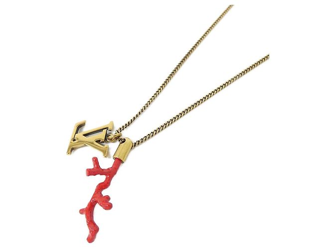 Collana con pendente Louis Vuitton LV Initials Coral Rosso D'oro - vista 3