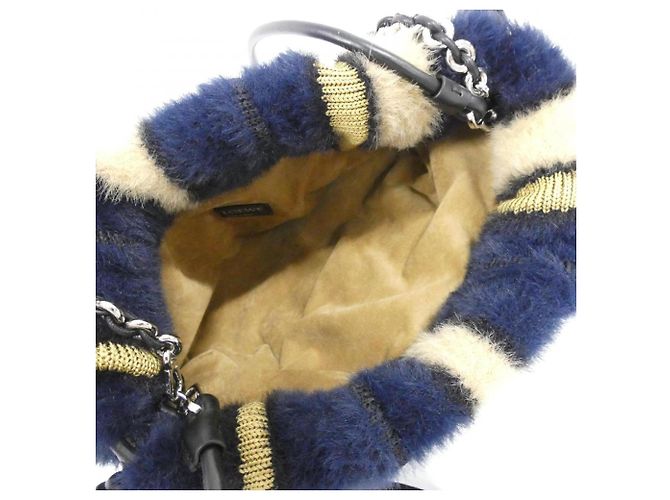 Borsa Loewe Flamenco Medium Blu navy - vista 4