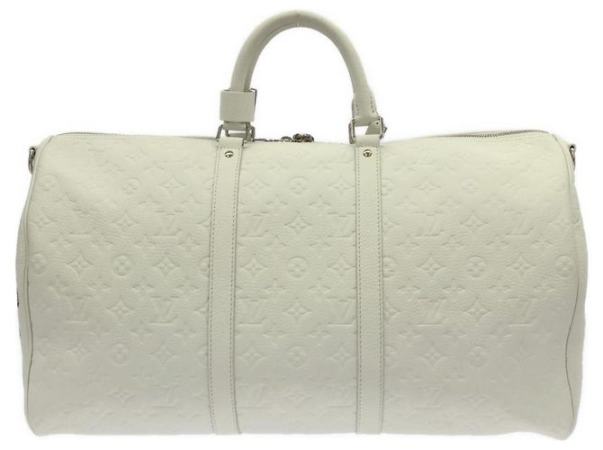 Keepall Borsa Boston in Taurillon Louis Vuitton Bianco - vista 2
