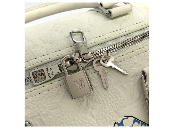 Keepall Borsa Boston in Taurillon Louis Vuitton Bianco - vista 4