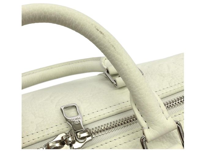 Keepall Borsa Boston in Taurillon Louis Vuitton Bianco - vista 8