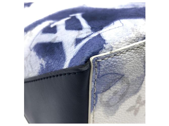 Borsa Louis Vuitton Weekend Tote PM M45756 Monogramma Acquerello Blu - vista 3