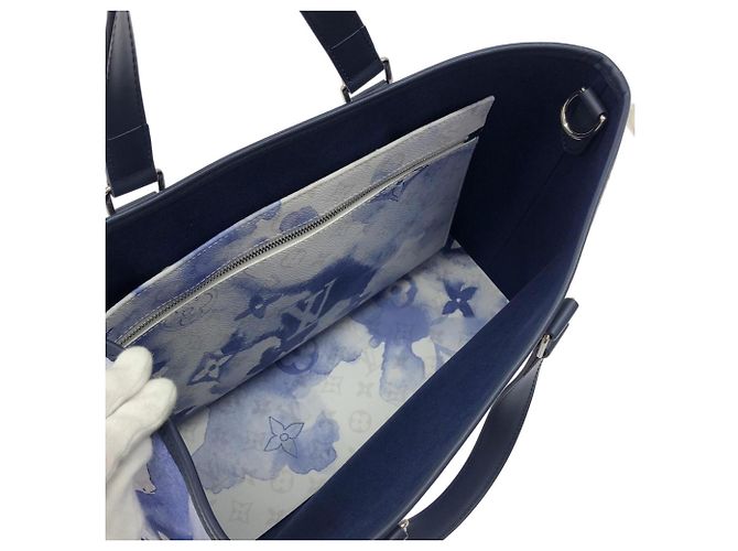 Borsa Louis Vuitton Weekend Tote PM M45756 Monogramma Acquerello Blu - vista 6