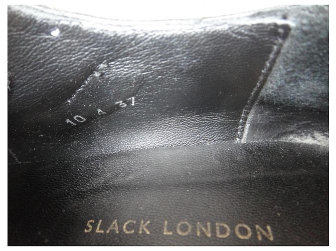 Autre Marque Mocassini Slack London in pelle nera e velluto con doppia fibbia - vista 7