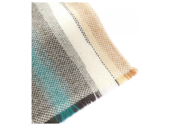 Hermès Stola in Cashmere Hermes Beige, Verde, Khaki e Bianco Cachi - vista 2