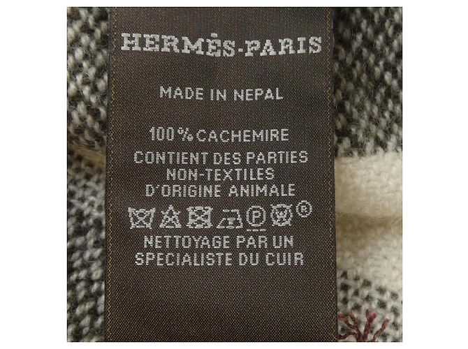 Hermès Stola in Cashmere Hermes Beige, Verde, Khaki e Bianco Cachi - vista 3
