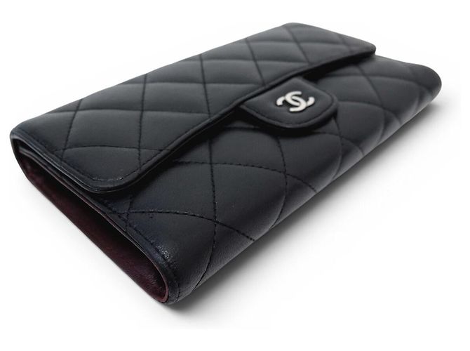 CHANEL CLASSIC TIMELESS MATTELETT-LEDER GELDBÖRSE SCHWARZ - Ansicht 3