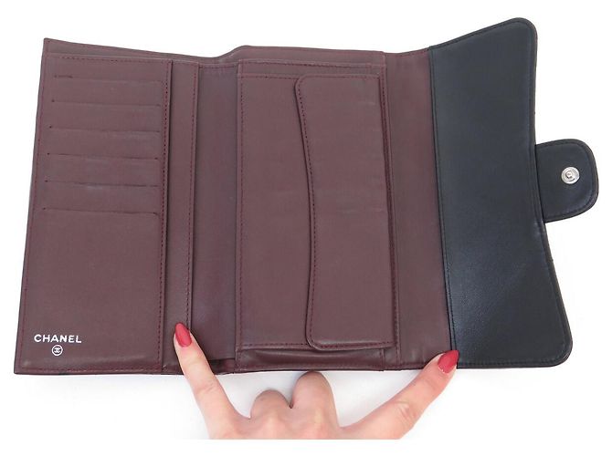 CHANEL CLASSIC TIMELESS MATTELETT-LEDER GELDBÖRSE SCHWARZ - Ansicht 6