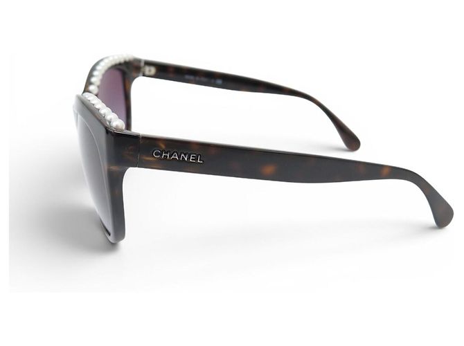 NUEVAS GAFAS DE SOL CHANEL CAT EYE PERLAS 6040-H MARRÓN Castaño - vista 2
