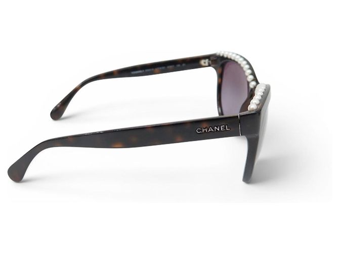 NUEVAS GAFAS DE SOL CHANEL CAT EYE PERLAS 6040-H MARRÓN Castaño - vista 4